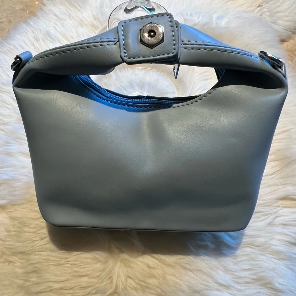 Honey Blue Snap Top Handle Bag